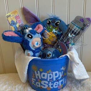 Stitch Easter Gift Basket - Blue Plush & Accessories